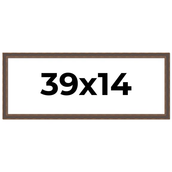 39x14 Frame Golden Caramel Solid Wood Bronze Picture Frame | 1.25 Inch Moulding Width | 0.5 Inch