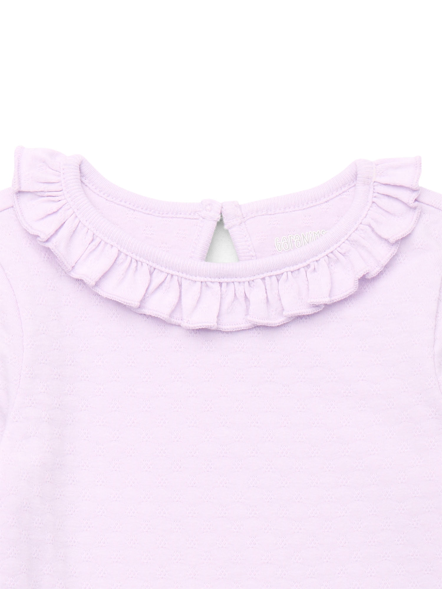 Garanimals Baby Girl Lettuce Edge Bodysuit with Long Sleeves, Sizes 0-24 Months