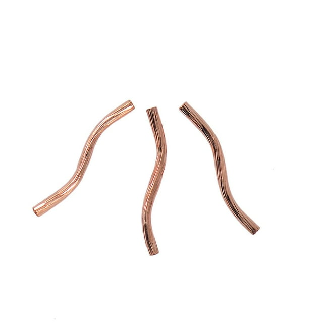 segolike 50 Pcs 24mm Curved Tube Round Beads Elbow Crafts Jewelry DIY Design Rose Gold