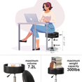 thumbnail image 2 of Black Vanity Stool, Big Size Round Leather Vanity Chair for Living Room, Coffee Table, Modern Accent Stools, 360°Swivel Makeup Ottoman Foot Rest, 2 of 14