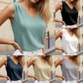 thumbnail image 2 of Womens Tank Tops Quality Plain Womens Summer Tank Tops Adjustable Tunic Crew Neck Sleeveless Tee Womens Camisole Ruched Tee Shirts Basic Outfits Clothes, 2 of 5