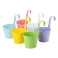 thumbnail image 1 of Garden Home Decoration Railing Fence Hanging Flower Pots 6Pcs With Detachable Hooks 6 Colors Metal Iron Bucket Planter, 1 of 14