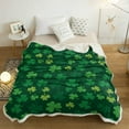 thumbnail image 3 of Sherpa Fleece Throw Blanket Cozy Soft Warm Bed Blankets,St. Patrick''s Day Clover Dark Green Background Fuzzy Plush Microfiber Lightweight Blankets All Season for Couch Sofa 40x50IN, 3 of 6