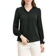 thumbnail image 5 of INSPIRE CHIC Women's V Neck Round Hem Blouse Long Sleeve Top, 5 of 6