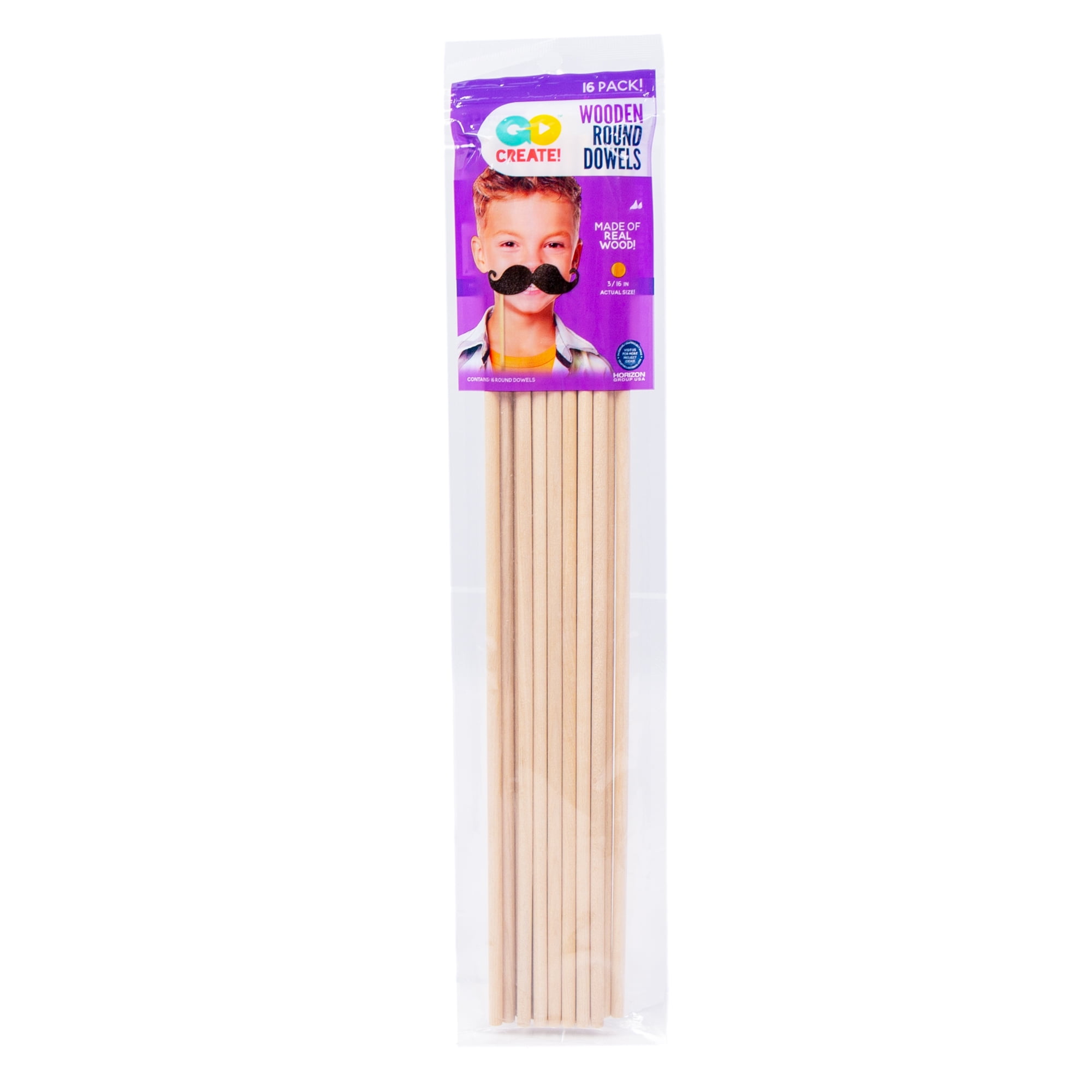 Go Create 3/16-inch Wooden Round Dowels, 16-Pack