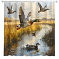 thumbnail image 2 of Mallard Duck Shower Curtain Flying Ducks Wildlife Scene Hunting Country Lake Design Brown Nature Scenery Modern Animals Natural Wildlife Scene Bathroom Decorative Curtain-72"W x 74"L (Pack of 1), 2 of 7
