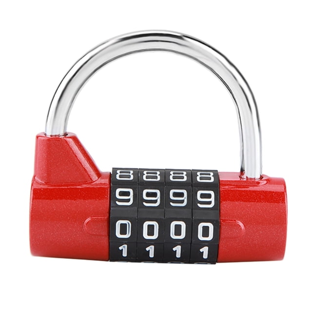 Candado de combinación de 4 dígitos para maleta de viaje, taquilla de gimnasio, cerradura de seguridad con contraseña, color rojo