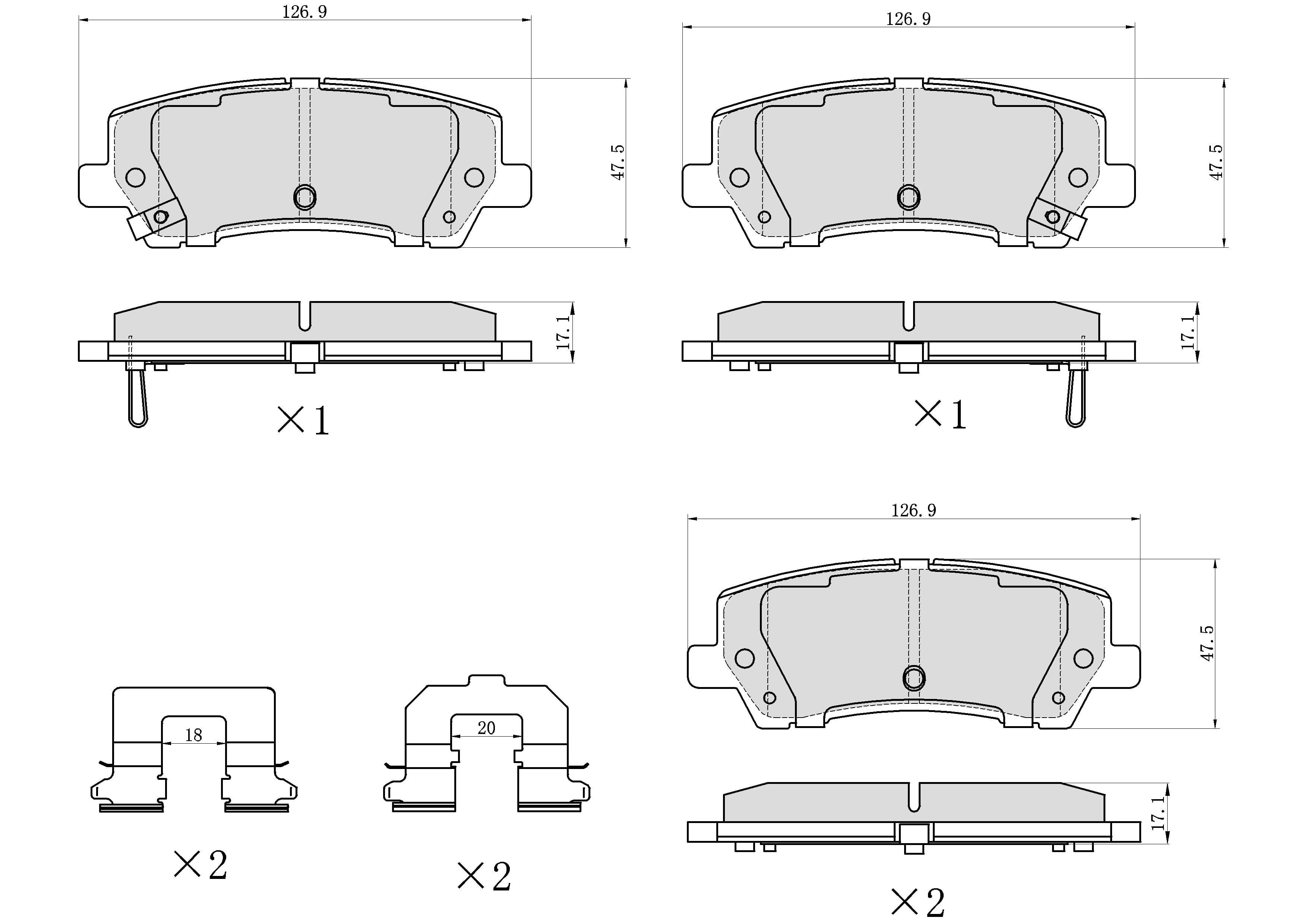 Winstop Brake Pad Set, Rear WS.1793.0.C, Ford Mustang 2022-2015
