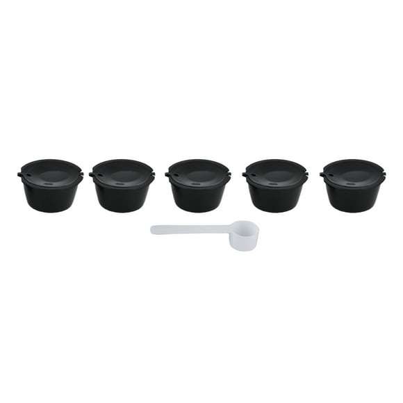 Taza de filtro de café reutilizable con cápsula de café de 50ml con cuchara para máquina de café DOLCE GUSTO, color negro, 5 uds.