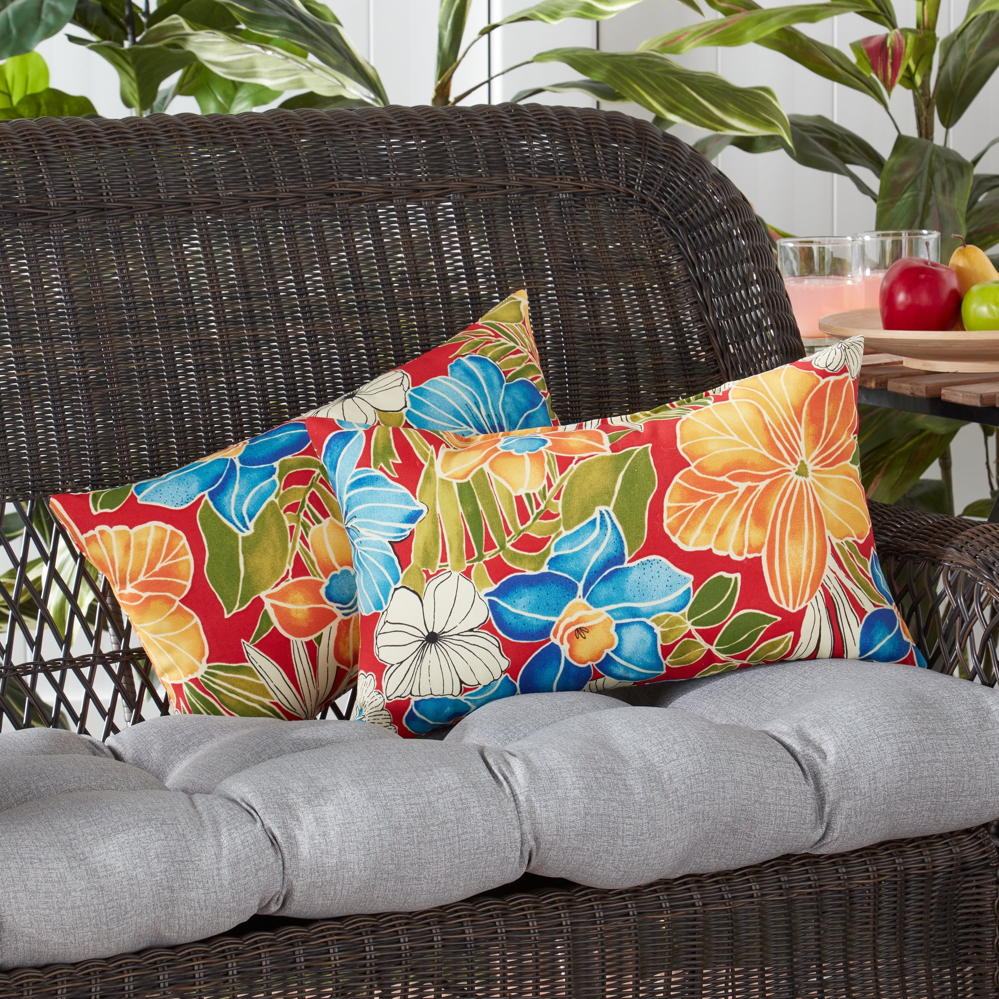 Greendale Home Fashions 19'' x 12'' Reversible Outdoor Throw Pillow, Set of 2, Aloha Red