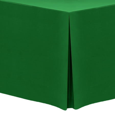 Ultimate Textile 4 ft. Fitted Polyester Tablecloth - for 30 x 48-Inch Banquet and Folding Rectangular Tables Emerald Green