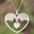 thumbnail image 3 of NOVICA Sterling silver heart necklace, 'Elephants in Love', 3 of 5