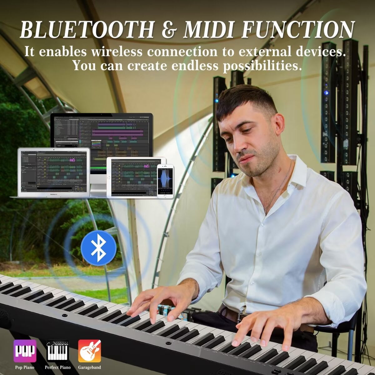 88 Key Keyboard Piano, Semi-weighted Full-Size Electric Keyboard Piano for Beginners, Portable Keyboard with Stand, Perfect for Birthday Christmas