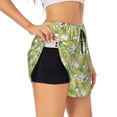 thumbnail image 2 of Bixox Women's Gnome and Pineapple pattern 2 in 1 Running Shorts - Lightweight Athletic Workout Gym Yoga Shorts Liner with Pockets - Medium, 2 of 7