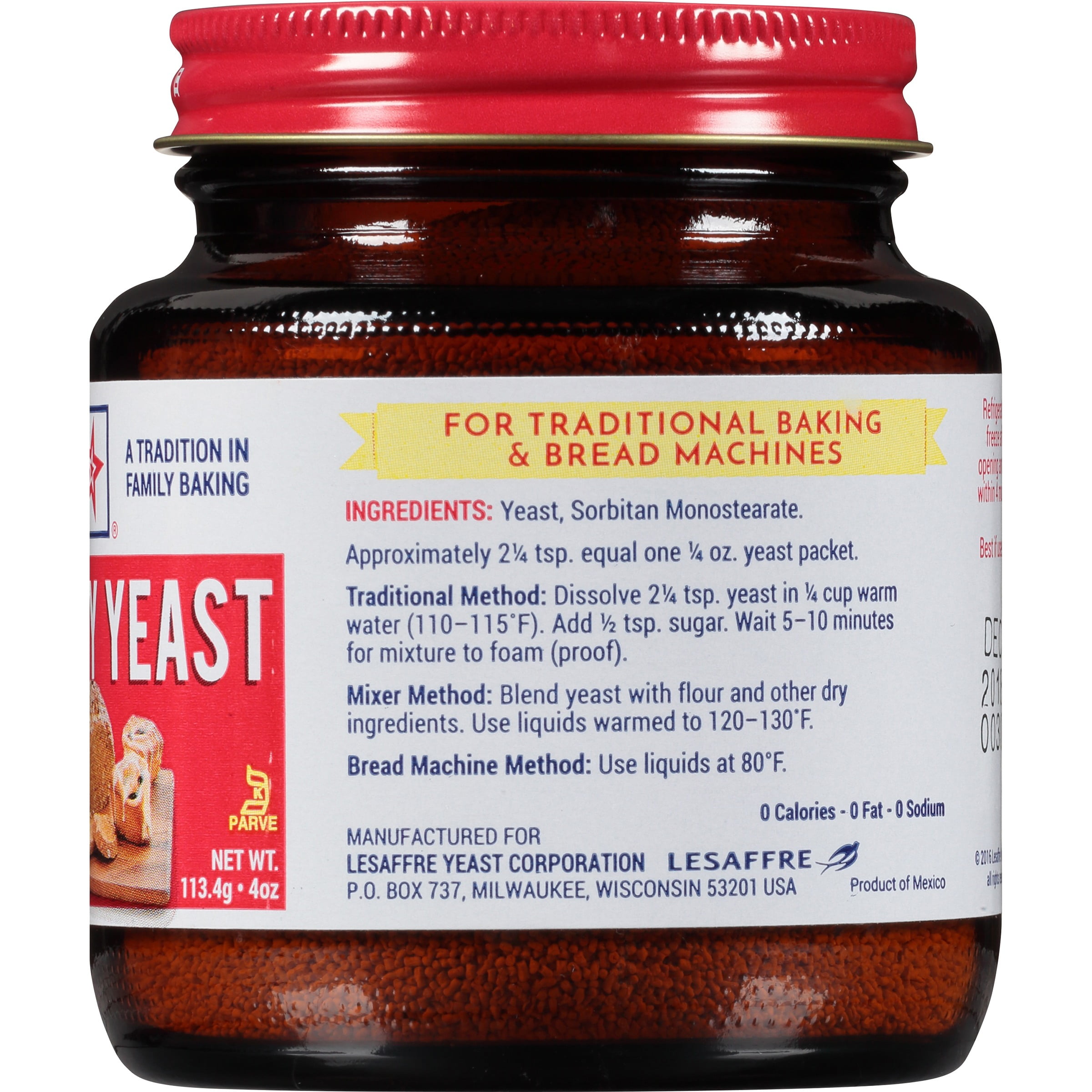 (6 pack) Red Star Active Dry Yeast, 4 oz (113.4 g) Multi-Use Jar, Baking and Breadmaking Essential