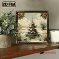 thumbnail image 5 of 2D Flat, Farmhouse Christmas Winter Wall Art - Snowy Pine Tree Red Berries Wood Painting with Golden Frame, Wood Holiday Picture for Mantel, Shelf, or Tabletop - Gingerbread for Theme Inspi8*8in, 5 of 9