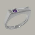 thumbnail image 2 of LBG British Made 18k White Gold Natural Amethyst Mens Anniversary Ring - 33 size options - Size 6.75, 2 of 5