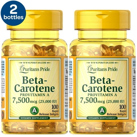 2 Pack - Puritan's Pride Beta-Carotene 25,000 IU, 100 Count