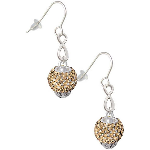 Delight Jewelry Silvertone Light Brown Crystal Sparkle Spinner Silver tone Infinity French Earrings