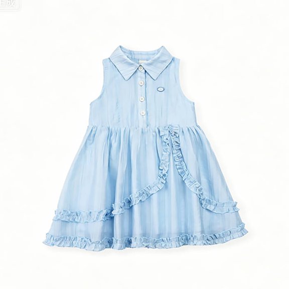 Tfken Soft Dresses Girls Comfy Holiday Travel Girls Flowy Shirt Dresses Fashion Dailywear Sleeveless Button Children Cute Clothes Size 3-4 Years