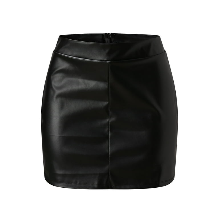 Warehouse black leather pencil skirt cheap