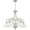 thumbnail image 4 of 5 Light Brushed Nickel Chandelier with White Alabaster Glass Shade, 4 of 5