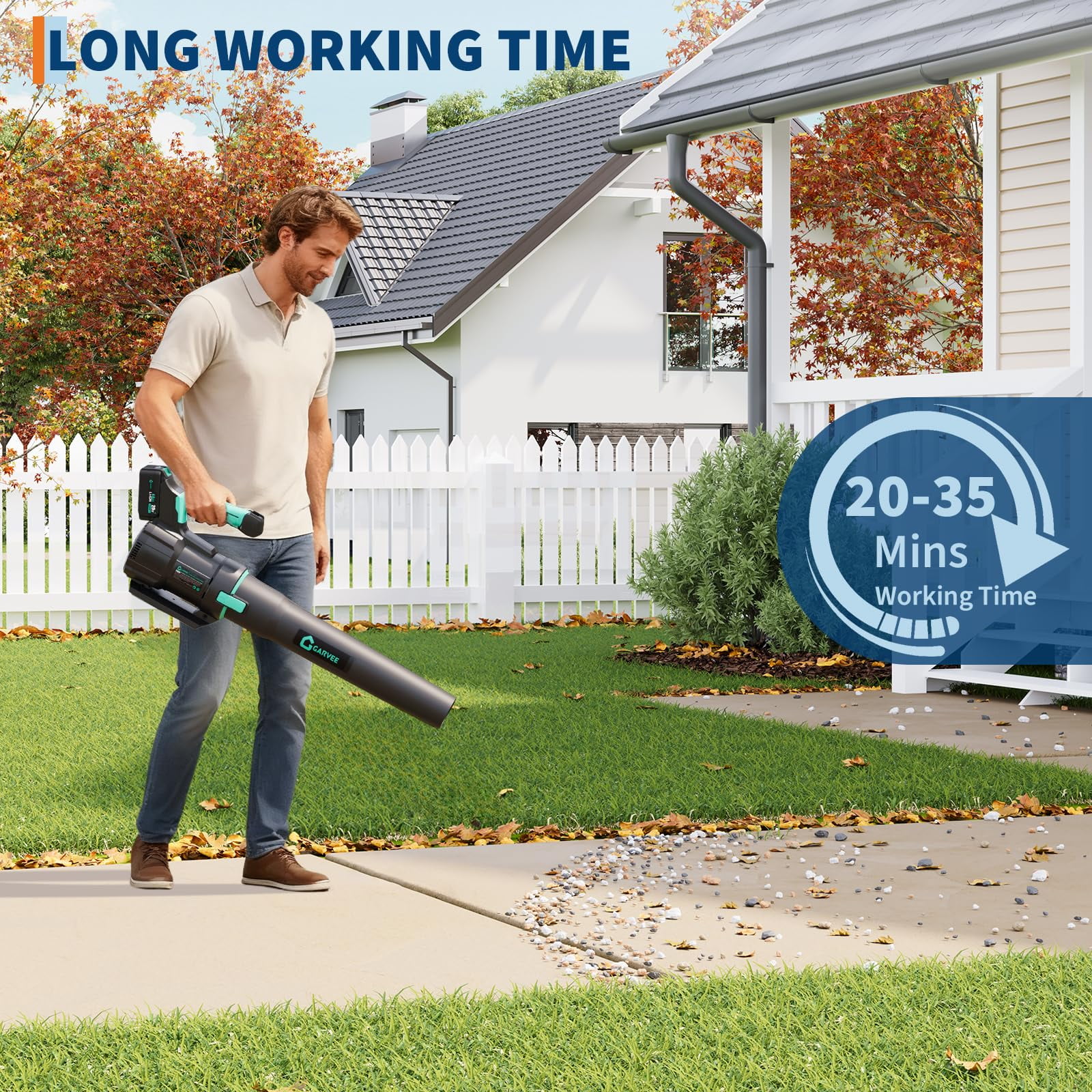Juiluna Leaf Blower Cordless- 20V Electric Leaf Blower 650CFM 200MPH & 2 Speed Mode, 1 * 4.0Ah Battery Powered, 1*Charger Leaf Blowers for Lawn Care, Blowing Leaves, Patio, Dust