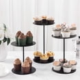 thumbnail image 2 of MyGift Black Round Metal Pedestal Cupcake/Dessert Stand/Modern Display Risers, Set of 3, 2 of 6