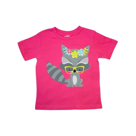 

Inktastic Hipster Raccoon Raccoon With Glasses Flowers Gift Toddler Boy or Toddler Girl T-Shirt
