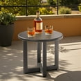 thumbnail image 2 of Tcbosik Patio End Table, 18" Round Metal Side Table with Cross Base, All-Weather Indoor/Outdoor Accent Table in Gray, Easy to Clean & Assemble, 2 of 6