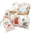 thumbnail image 5 of Bolsas de tela reutilizables con cordón para la cuenta regresiva de Navidad, calendario de Adviento de 24 días con diseños navideños de acuarela | Pequeñas bolsas de regalo para niños, dulces,, 5 of 5