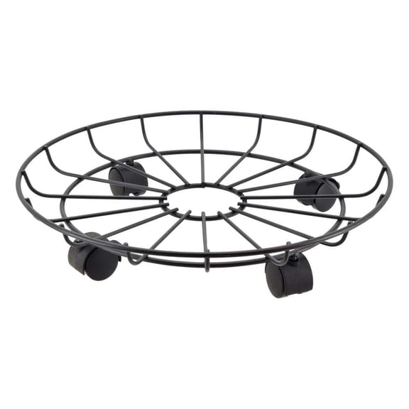 16 in. Black Metal Heavy-Duty Plant Caddy