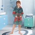 thumbnail image 5 of FORMRS Niños Bathrobe Unisex Hooded Robe Soft Plush Pajamas Sleepwear, Size 7-9T, Christmas Poinsettia, 5 of 7