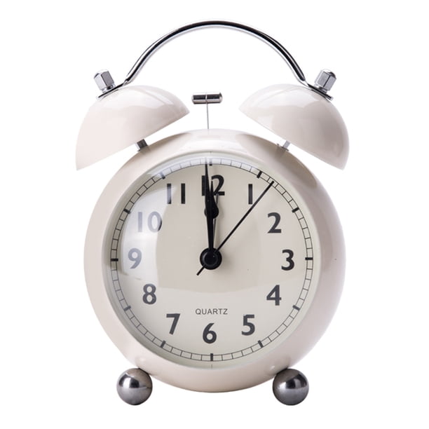 Reloj despertador retro creativo de metal con campana, reloj de escritorio sencillo, reloj de mesa de cuarzo silencioso y luminoso