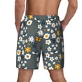 thumbnail image 2 of Lsque Mens Swim Trunks Flowers and Bee Pattern - Bathing Suit Compression Liner - Beach Swim Shorts Swimwear - (S-3XL) - Stretch Quick Dry -3X-Large, 2 of 9