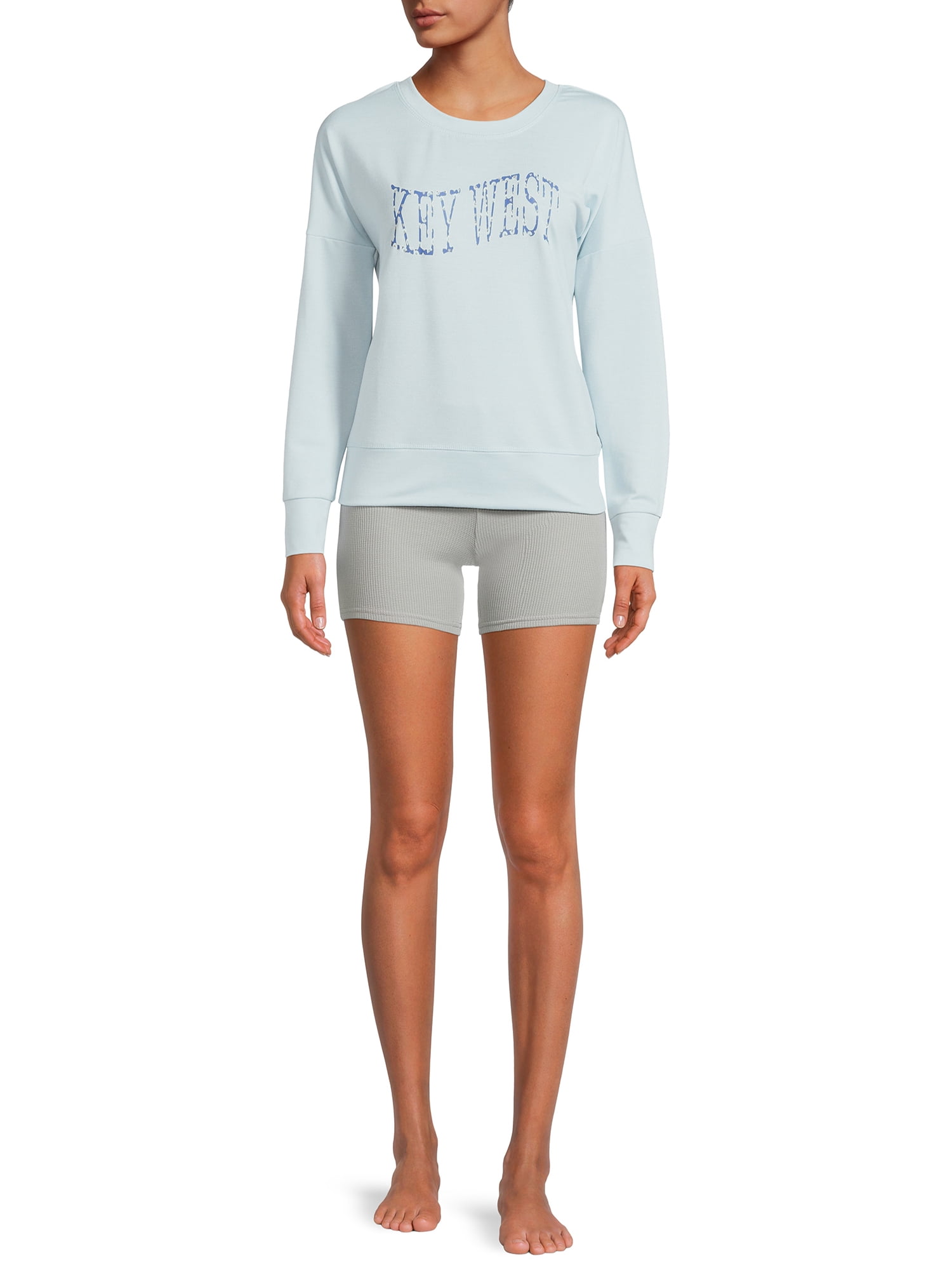 Love At First Sight Junior's and Junior's Plus Graphic Print Top and Bike Shorts, 2-Piece
