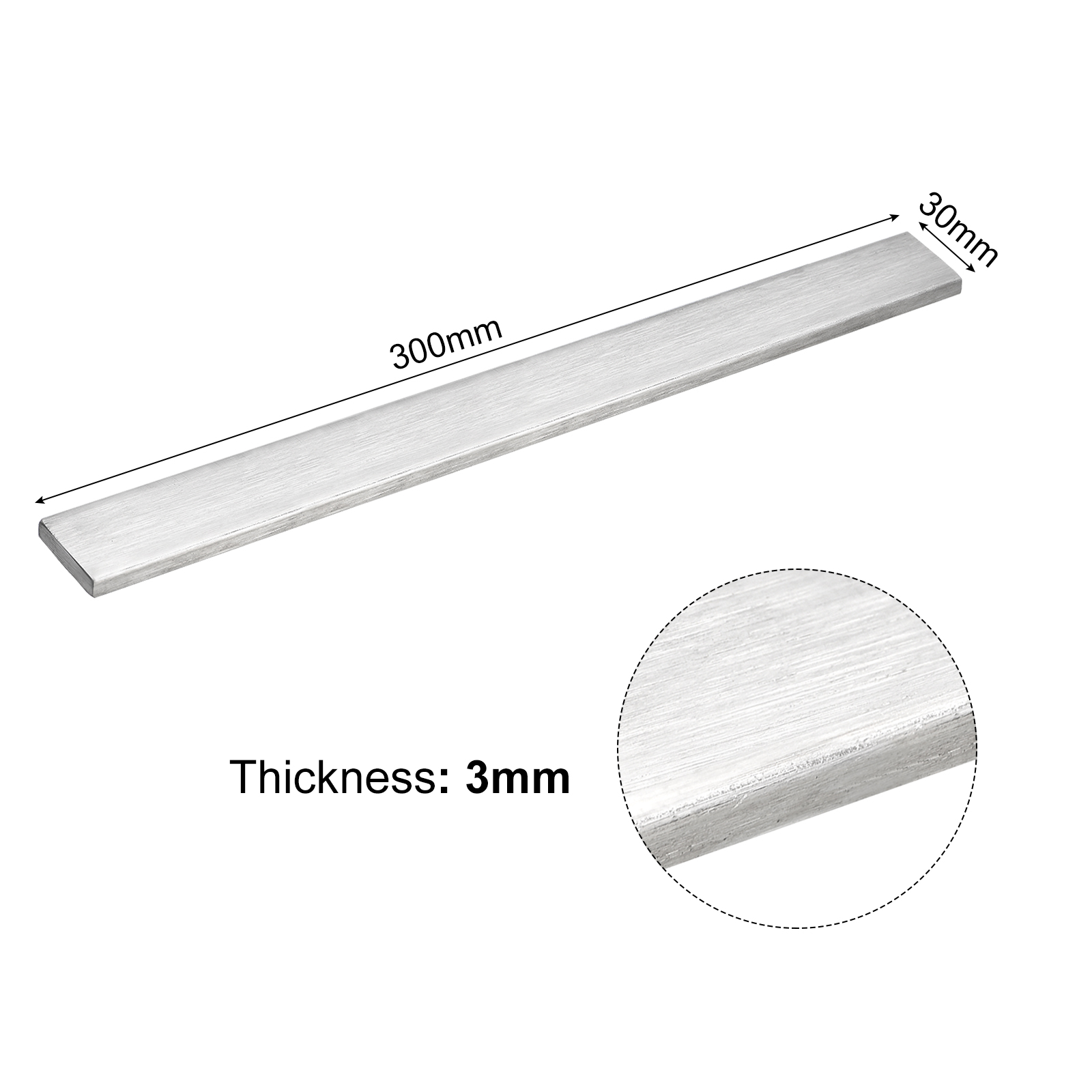 2 Barres Plates Acier Inoxydable 304 - 5x30x300 Mm - Finition Brossée - Pour Bricolage, Industrie, Supports, Fixation