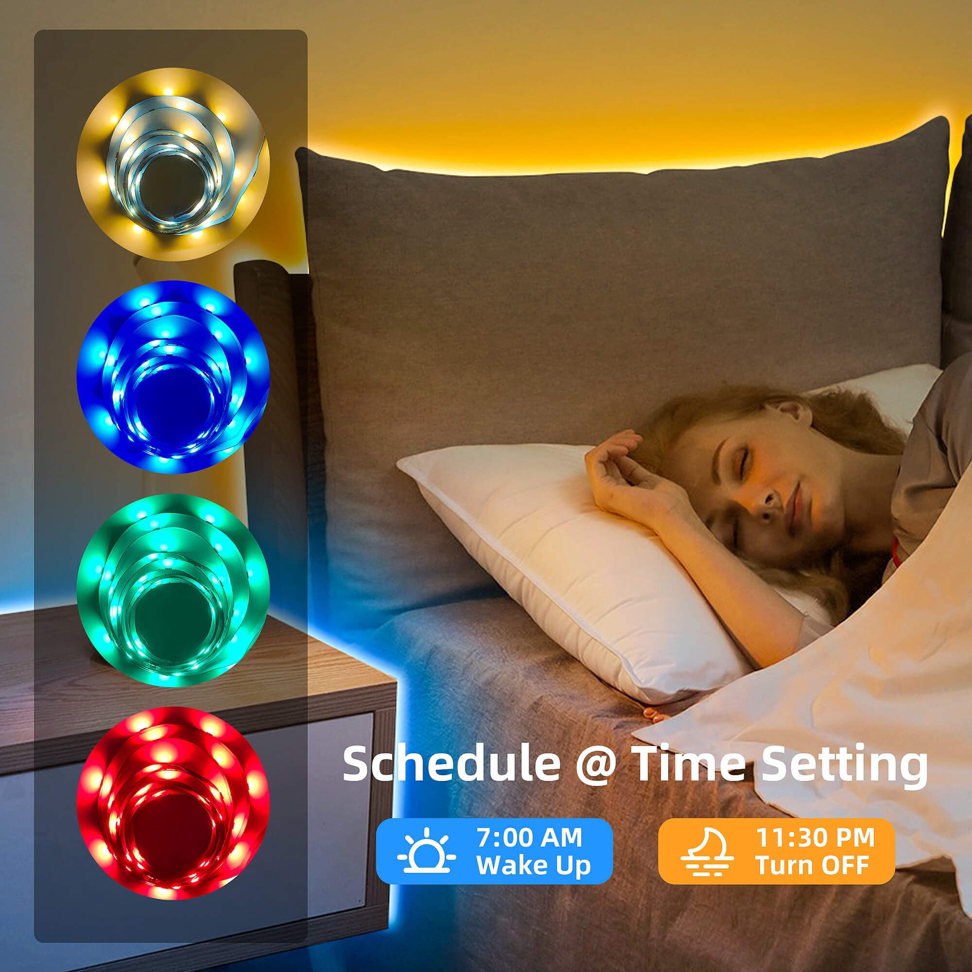 GIDEALED 32.8ft Smart ZigBee RGBW LED Strip Light 12V Kit with ZigBee 3.0 LED Controller for Bedroom