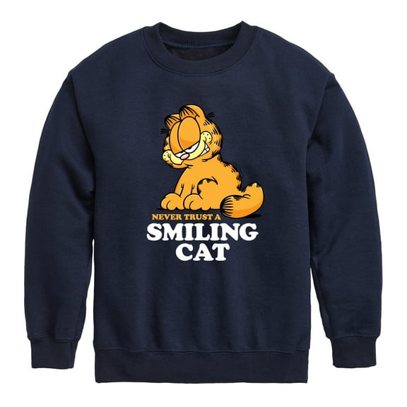 Garfield - Never Trust Smiling Cat - Toddler And Youth Crewneck Fleece Sweatshirt