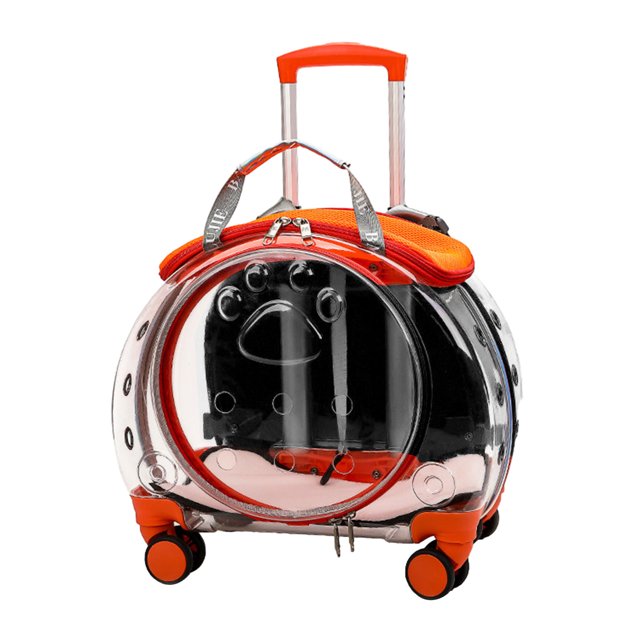 Limorve Pet Trolley Case, Clear Ventilation Holes & Silent Wheels, Portable Backpack for Cats & Dogs Travel