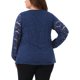 thumbnail image 3 of Blusa casual de mujer de talla grande Agnes Orinda, con doble capa, encaje, mangas largas, escote en V, transparente, 4X azul real, 3 of 6