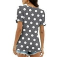 thumbnail image 7 of Wyobmus Summer Tops for Women Casual Ruffle Trim Sleeve Tops Loose Fit Polka Dot Print Short Sleeve Square Neck T Shirts Gray, 7 of 7