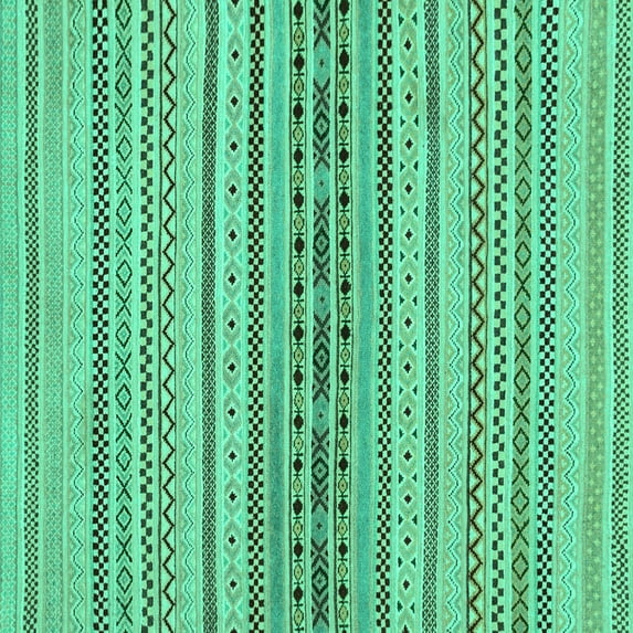 Ahgly Company Machine Washable Indoor Square Abstract Turquoise Blue Modern Area Rugs, 6' Square