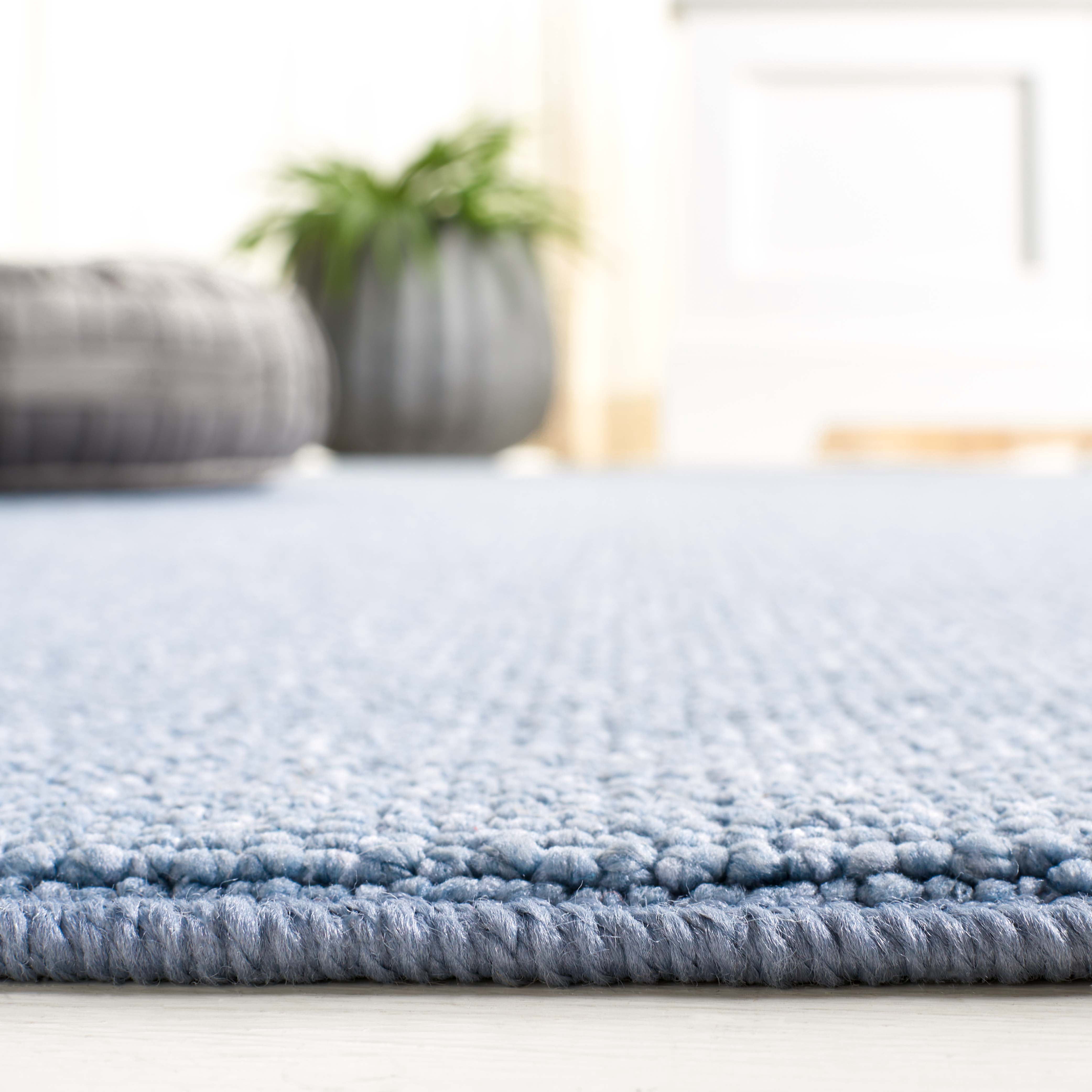 Safavieh River Randa Solid Polyester Area Rug, Blue, 6'7" x 6'7" Round