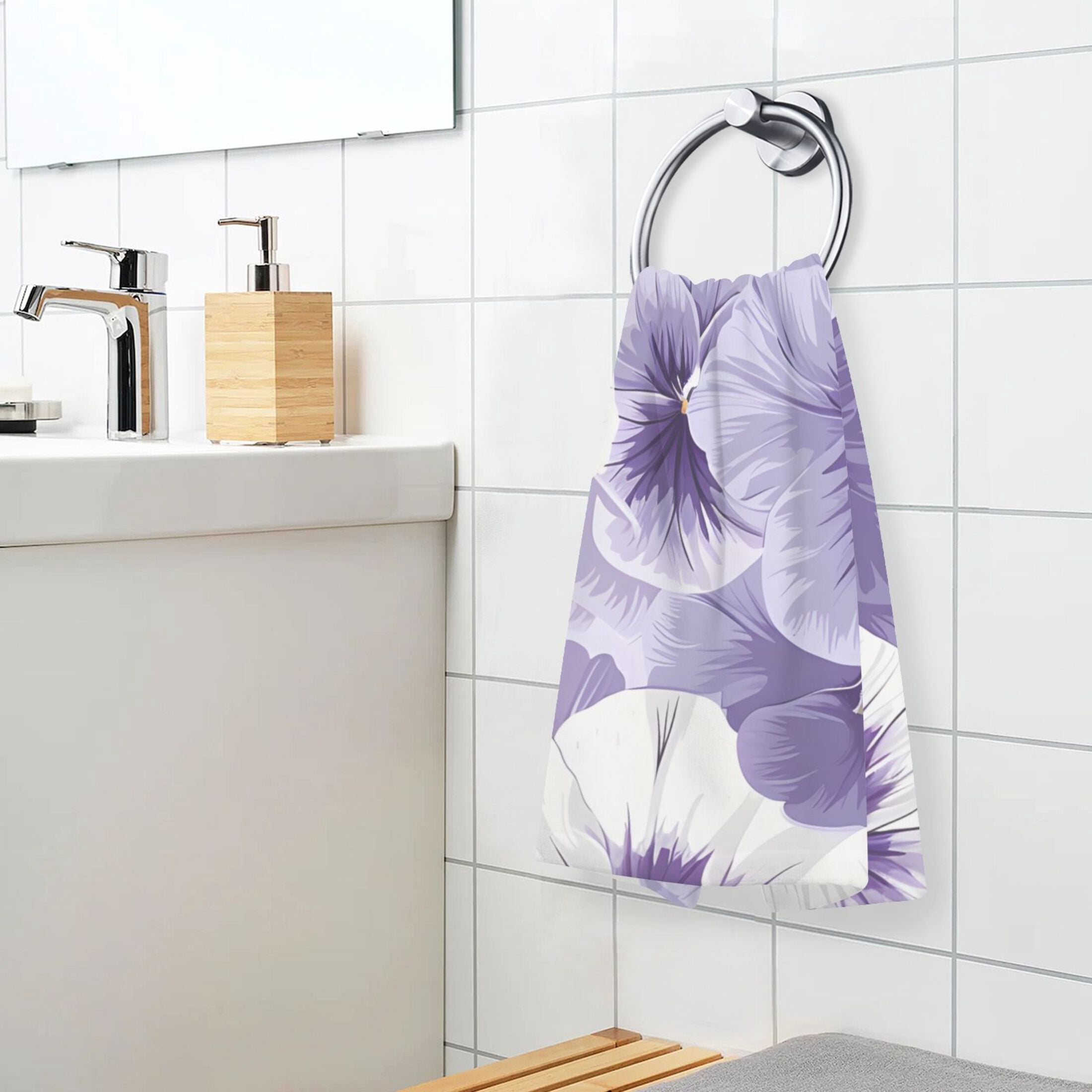 Beautiful Pansy Flowers 2 Pcs Hand Towel Set Cotton Absorbent Soft Face Towels Bath Towels for Bathroom Kitchen Shower Hotel Decor 16"x28"