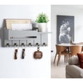 thumbnail image 2 of Homaryx Key Holder Wall Mount with Shelf, Wooden Key Hooks and Mail Organizer for Entryway, Living Room, Hallway, Modern Home Decor Gray, 2 of 6