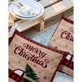 thumbnail image 2 of Pack of 2 Outdoor Pillow Covers, Merry Christmas Red and Black Buffalo Plaid Truck Tree Waterproof Square Throw Pillowcase Cushion Decorative Pillow Covers for Couch Patio Tent, 26x26 in, 2 of 6