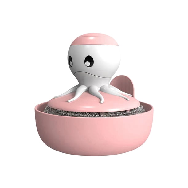 Naiovety Dispensador automático de jabón, cepillo de limpieza, utensilios de cocina, líquido, adición de alambre, esponja, fregador, Suministros de limpieza para el hogar Rosa