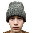 thumbnail image 4 of COUVER Unisex Blaze Chunky Cuffed Knit Roll Up Beanie Cap - 12'' 100% Acrylic Hat, Grey/ White Speckled, One Size, 1 Piece, 4 of 8