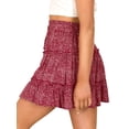 thumbnail image 3 of Nlife Women Floral Print Ruffle Design High Waisted Drawstring A-Line Mini Skirt, 3 of 7